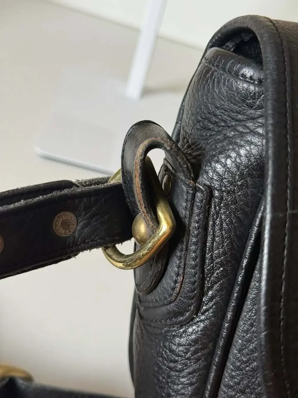 Vintage Dooney & Bourke All-Weather Leather Black Saddle Made in USA